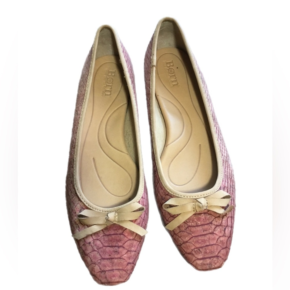 Born Pink Textured Ballet Flats with Cream Bow